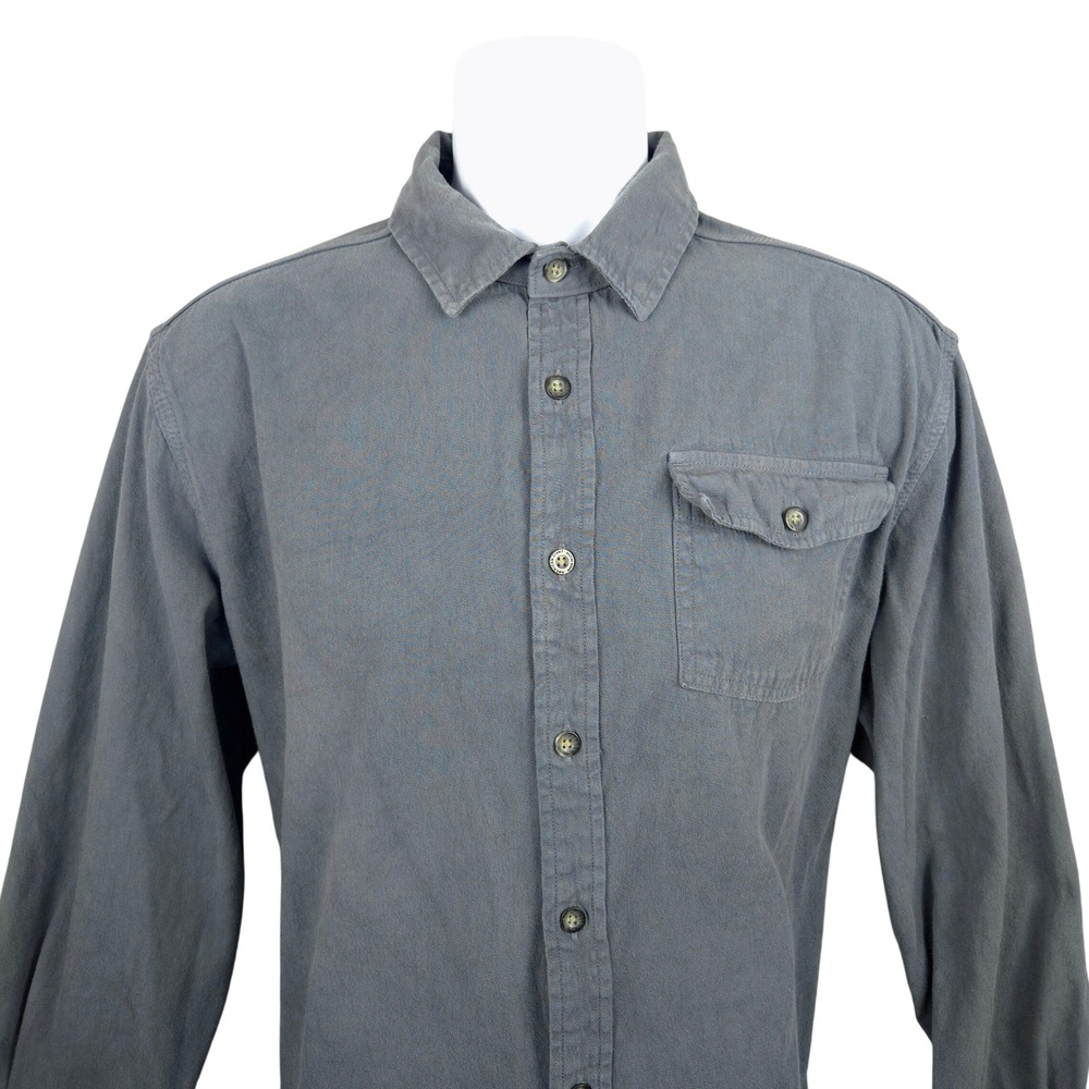 American Giant Men's Gray Long Sleeve Button Up Casual Shirt Size L Woven‎ USA